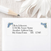 4-regelig retouradres op witte blauwe pioenroos-hu etiket (Insitu)