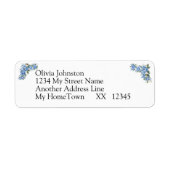 4-regelig retouradres op witte blauwe pioenroos-hu etiket (Voorkant)