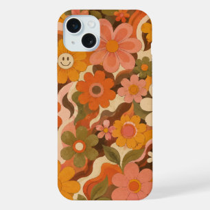 4. Retro Groovy Bloemen Hoesje iPhone 15 Plus Case