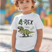 4-Rex Schattigee Dinosaurus Thema 4e Verjaardagsfe Kinder Shirts