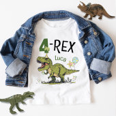 4-Rex Schattigee Dinosaurus Thema 4e Verjaardagsfe Kinder Shirts
