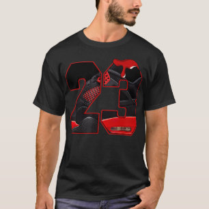 4 rode draad naar overeenkomend nummer 23 Retro Re T-shirt
