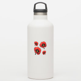 4 rode papavers sticker