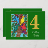 4 roepend Vogels Leuke Kerstmis van de Douane van Feestdagenkaart (Voorkant / Achterkant)