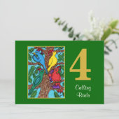 4 roepend Vogels Leuke Kerstmis van de Douane van Feestdagenkaart (Staand voorkant)