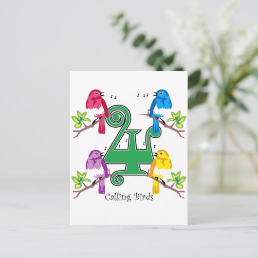 4 Roepende vogels Briefkaart (Staand voorkant)