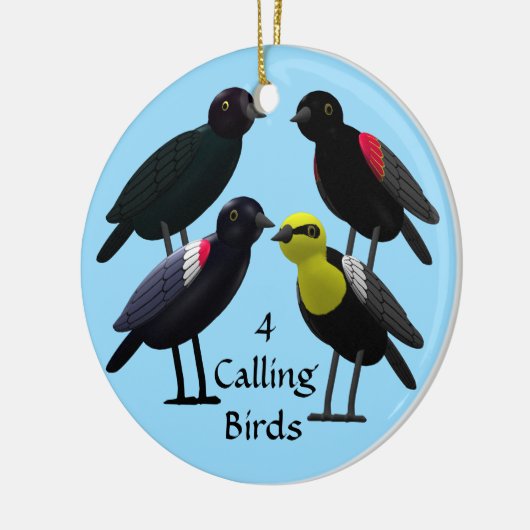 4 Roepende vogels Keramisch Ornament (Links)