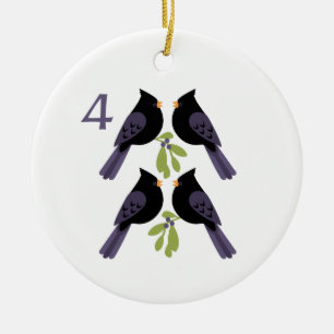 4 Roepende vogels Keramisch Ornament