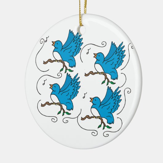 4 Roepende vogels Keramisch Ornament (Links)