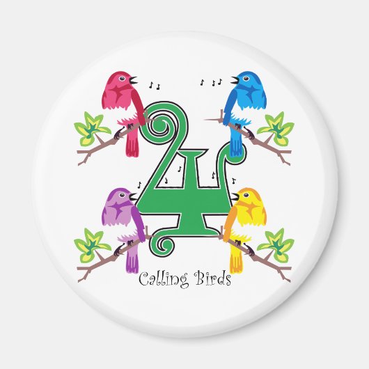 4 Roepende vogels Magneet (Voorkant)
