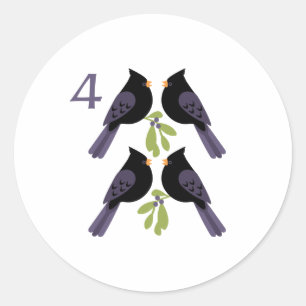 4 Roepende vogels Ronde Sticker