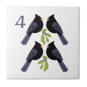 4 Roepende vogels Tegeltje (Voorkant)