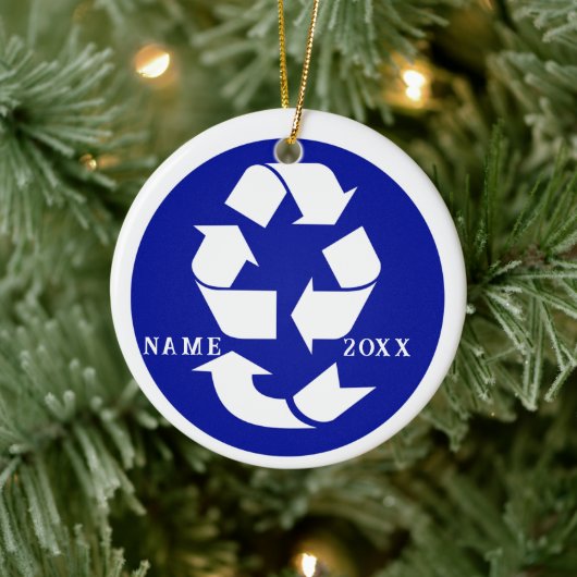 4 R's Recycling Symbool Foto Kerstmis Keramisch Ornament (Boom)