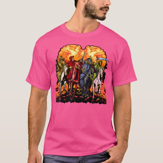 4 Ruiters van de Apocalyps Openbaring 61-8 Jezus T-shirt (Voorkant)