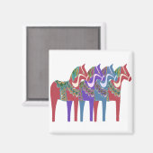 4 Scandinavische Dala Horses Magneet (Voorkant / Achterkant)