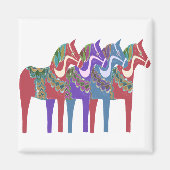 4 Scandinavische Dala Horses Magneet (Voorkant)
