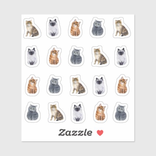 4 Schattigee katten 20 Stickers (Vel)
