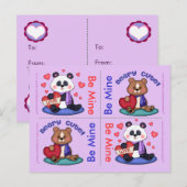 4 Schattigee teddybeer Valentijn platte Kaarten Feestdagenkaart (Voorkant / Achterkant)