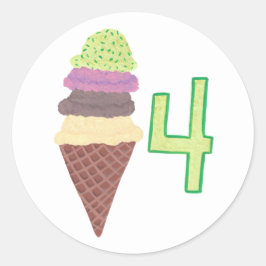4 Scheppen van Ice Cream Verjaardag Stickers