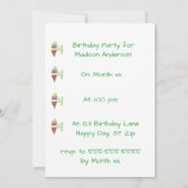 4 Scoops van Ice Cream Verjaardagsfeestuitnodiging Kaart (Achterkant)