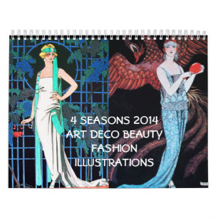 4 SEASONS 2014 ARTDECO BEAUTY MODE ILLUSTRATION KALENDER
