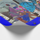 4 SEASONS ARTDECO BEAUTY MODE ILLUSTRATIE, blauw Cadeaupapier (Hoek)