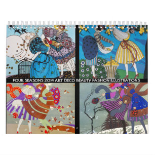 4 SEIZOENEN 2014 DE ILLUSTRATIE VAN DE MODE VAN DE KALENDER