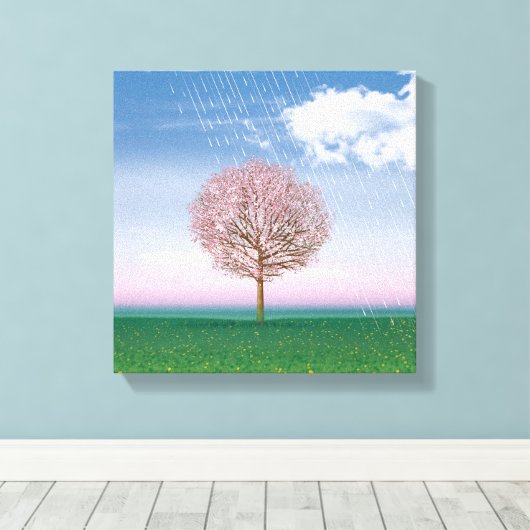 4 Seizoenen 4 panelen SPRING kunst canvas print (Insitu (Houten vloer))