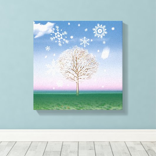 4 Seizoenen 4 panelen WINTER kunst canvas print (Insitu (Houten vloer))