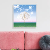 4 Seizoenen 4 panelen WINTER kunst canvas print (Insitu (Woonkamer))