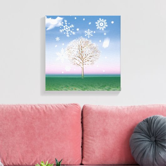 4 Seizoenen 4 panelen WINTER kunst canvas print (Insitu (Woonkamer))