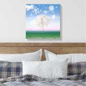 4 Seizoenen 4 panelen WINTER kunst canvas print (Insitu (Slaapkamer))