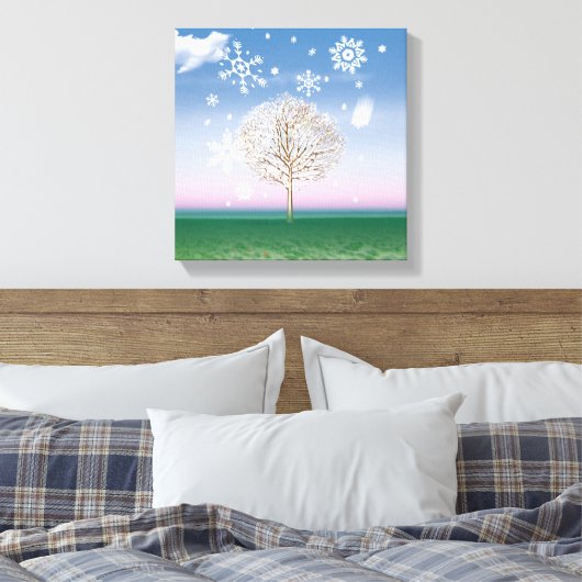 4 Seizoenen 4 panelen WINTER kunst canvas print (Insitu (Slaapkamer))