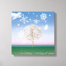 4 Seizoenen 4 panelen WINTER kunst canvas print