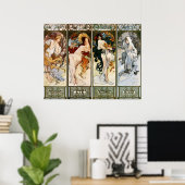 4 Seizoenen Alphonse Mucha Print (Thuiskantoor)
