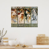 4 Seizoenen Alphonse Mucha Print (Keuken)