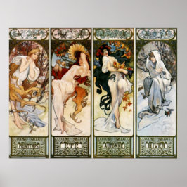 4 Seizoenen Alphonse Mucha Print