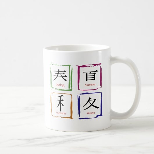 4 Seizoenen op Japans vierkant Koffiemok (Rechts)
