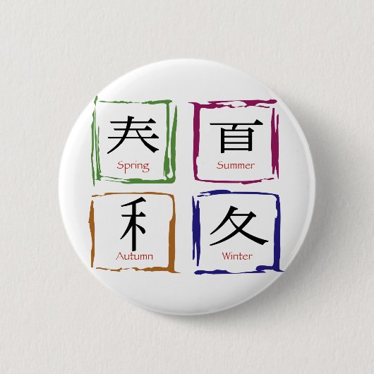 4 Seizoenen op Japans vierkant Ronde Button 5,7 Cm (Voorkant)