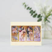 4 Seizoenen van Alphonse Mucha, Art Nouveau Briefkaart (Staand voorkant)
