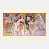 4 Seizoenen van Alphonse Mucha,  Art Nouveau Inpakpapier Vel (Voorkant 3)