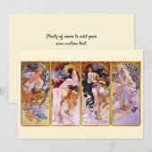 4 Seizoenen van Alphonse Mucha,  Art Nouveau Kaart (Voorkant / Achterkant)