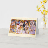 4 Seizoenen van Alphonse Mucha, Art Nouveau Kaart (Gele Bloem)