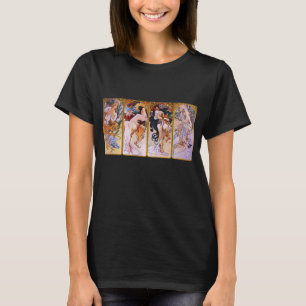 4 Seizoenen van Alphonse Mucha, Art Nouveau Kunst T-shirt