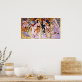 4 Seizoenen van Alphonse Mucha,  Art Nouveau Poster (Keuken)