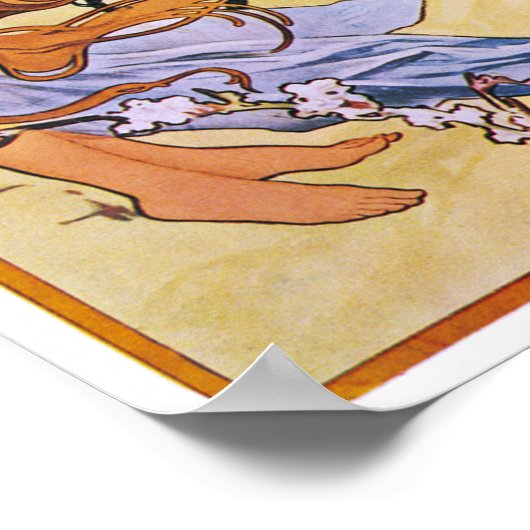 4 Seizoenen van Alphonse Mucha,  Art Nouveau Poster (Hoek)