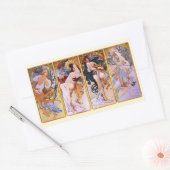 4 Seizoenen van Alphonse Mucha,  Art Nouveau Rechthoekige Sticker (Envelop)