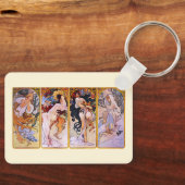 4 Seizoenen van Alphonse Mucha,  Art Nouveau Sleutelhanger (Voorkant)