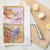 4 Seizoenen van Alphonse Mucha,  Art Nouveau Theedoek (Quarter Fold)