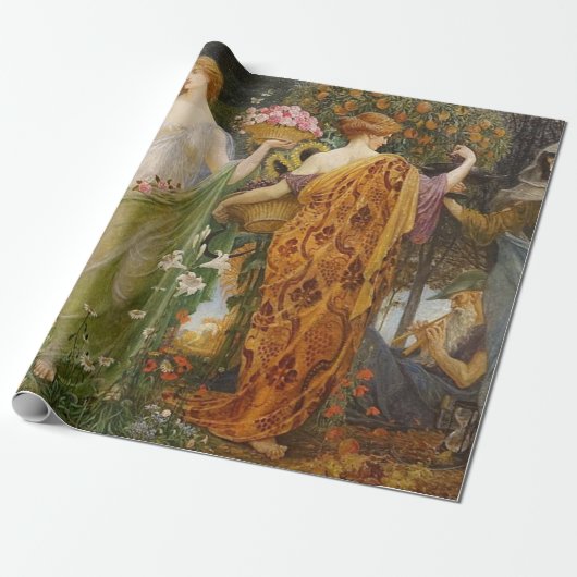 4 seizoenen van Walter Crane Cadeaupapier (Uitgerold)